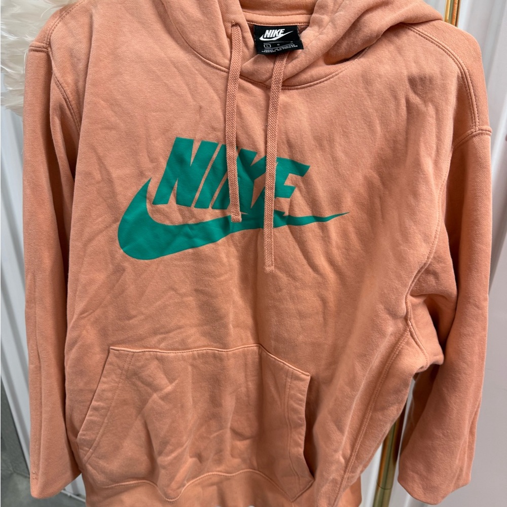 Nike Coral Hoodie with Teal Logo
